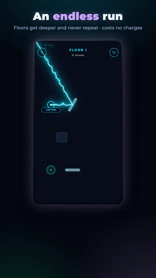 Endless arcade — floors get deeper, the run never repeats